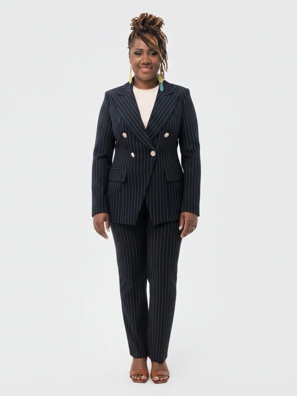 Amazon Navy Pinstripe Double-Breasted Blazer & Matching Pants